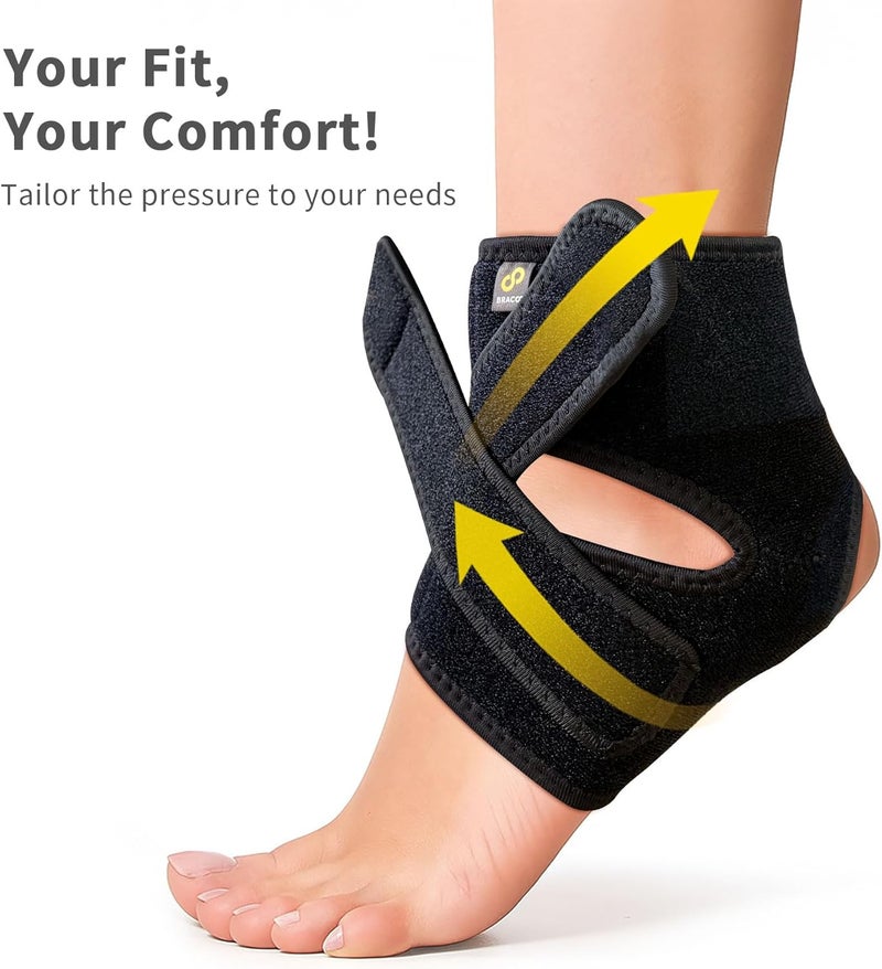 Bracoo FS10 Neoprene Ankle Brace - Open Heel Adjustable Support for Chronic Ankle Pain and Rehabilitation - Black, Size S/M - Image 3